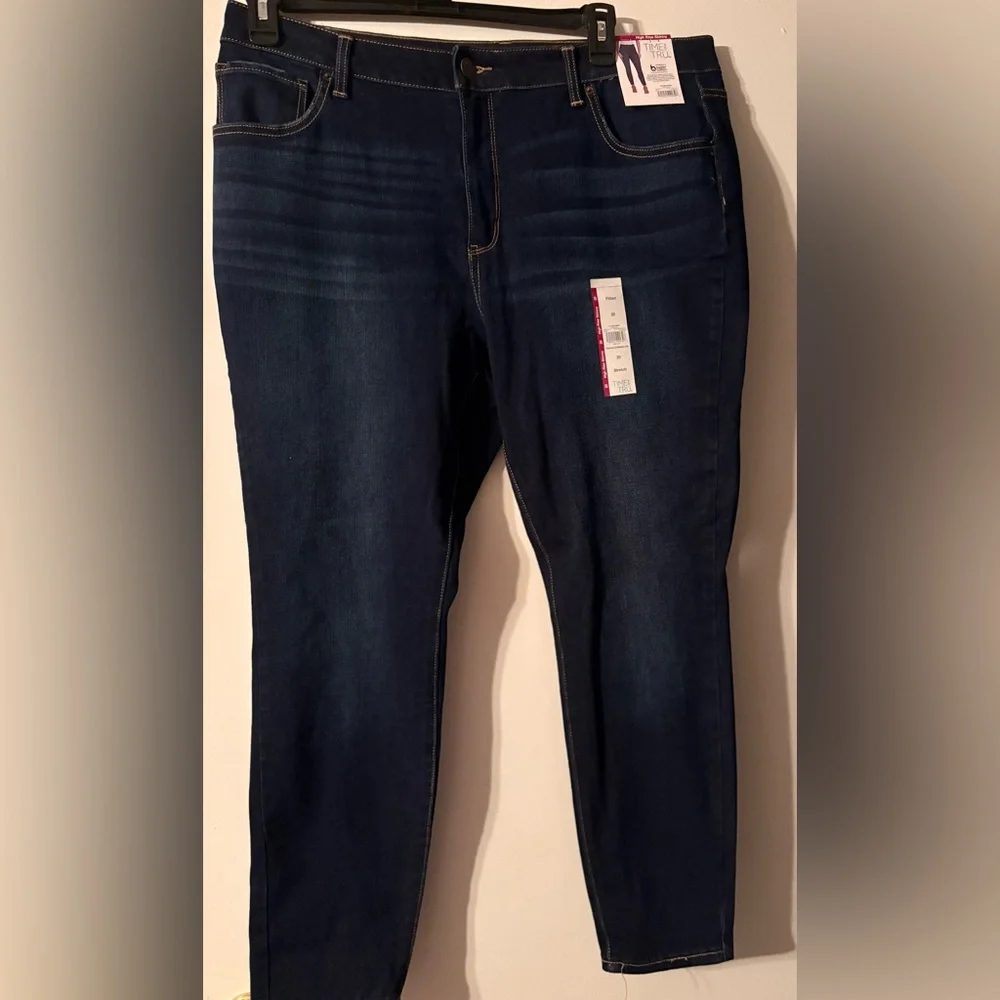 Time and Tru Women's Deep Indigo Skinny Jeans - Picture 2 of 5